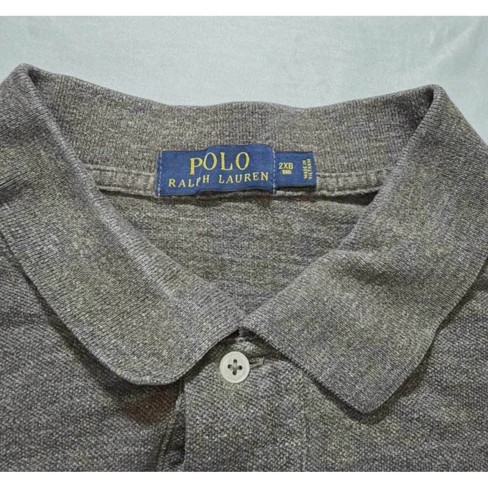 Polo Ralph Lauren Mens 2XB Brown Heather Long Sleeve Polo Shirt Pony Logo